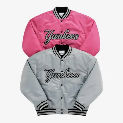 Pink Madhappy Yankees Down Baseball Jacket