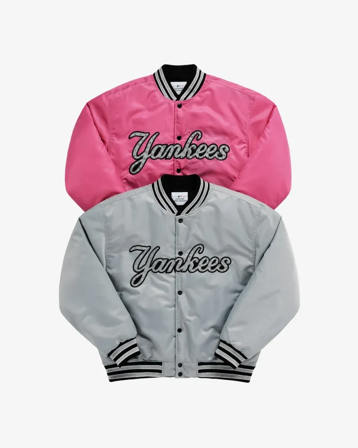 Pink Madhappy Yankees Down Baseball Jacket