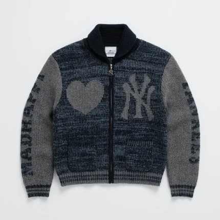 Navy Madhappy Yankees Full Zip Shawl Sweater