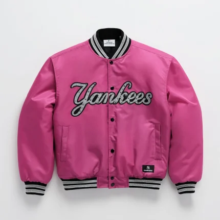 Pink Madhappy Yankees Down Baseball Jacket
