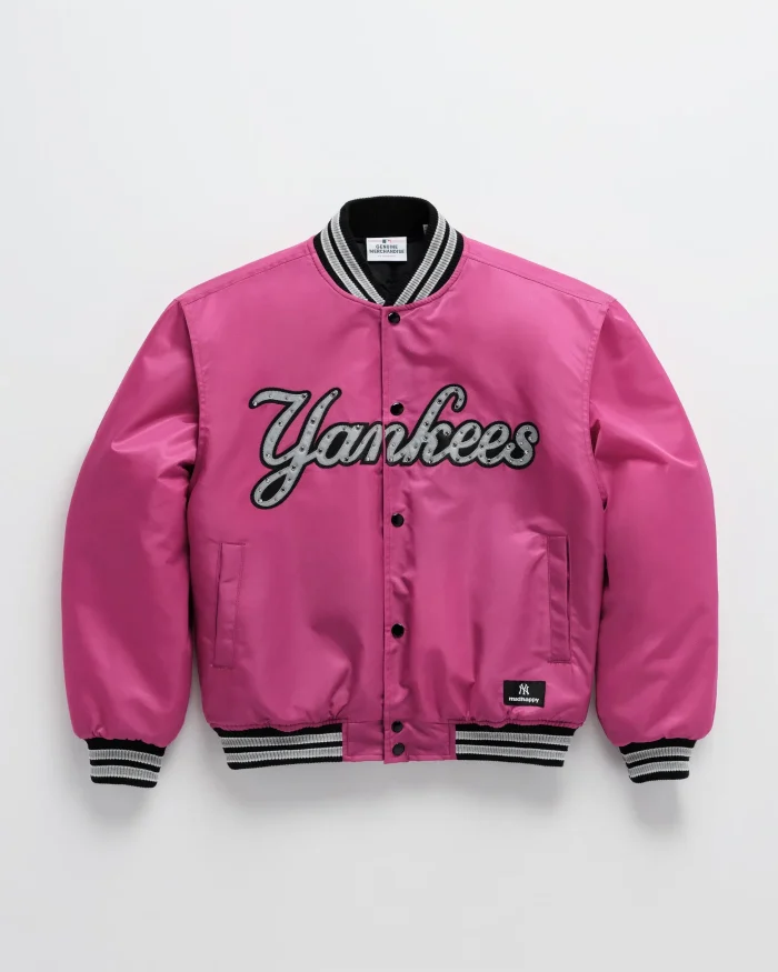 Pink Madhappy Yankees Down Baseball Jacket